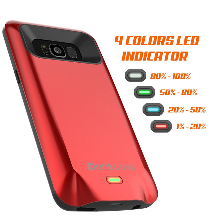 Galaxy S8 Battery Case, Punkcase 5000mAH Charger Case W/ Screen Protector | Integrated Kickstand & USB Port | IntelSwitch [Red]