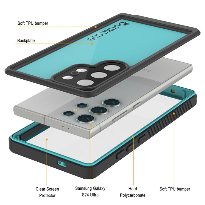 Galaxy S25 Ultra Waterproof Case PunkCase StudStar Teal Thin 6.6ft Underwater IP68 Shock/Snow Proof