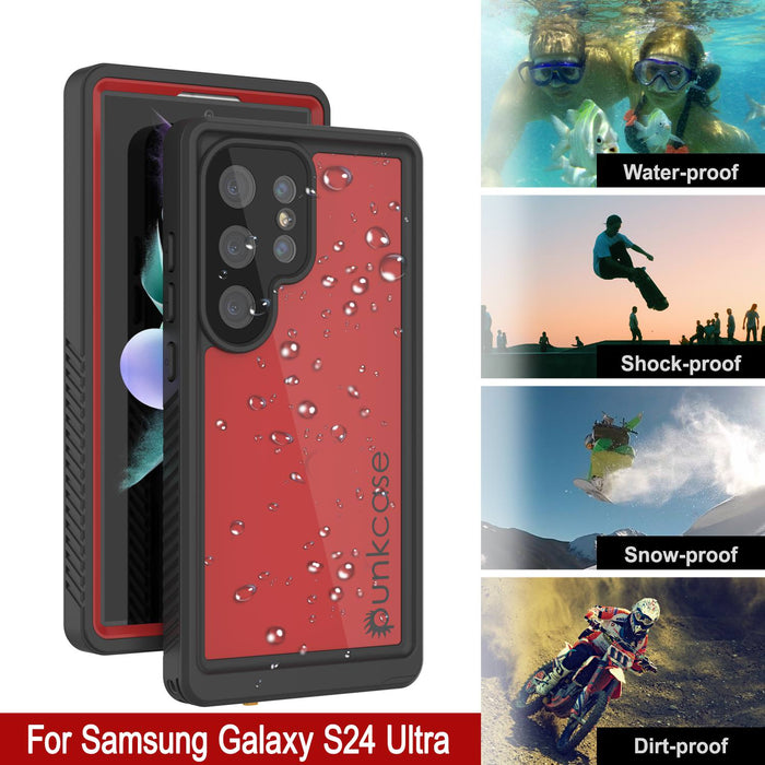 Galaxy S25 Ultra Waterproof Case PunkCase StudStar Red Thin 6.6ft Underwater IP68 Shock/Snow Proof