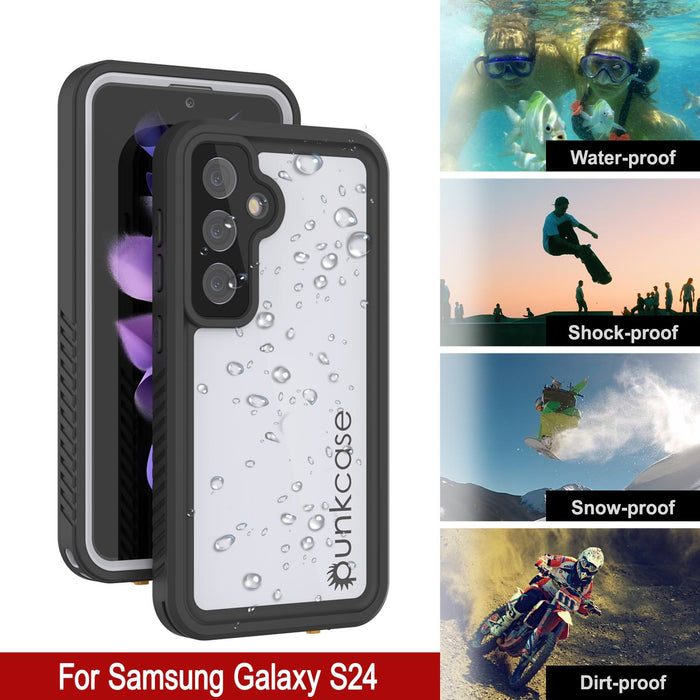 Galaxy S25 Waterproof Case, Punkcase StudStar White Thin 6.2ft Underwater IP68 Shock/Snow Proof