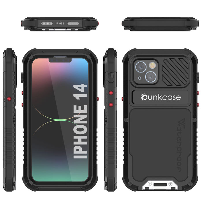 iPhone 16 Metal Extreme 3.0 Series Aluminum Waterproof Case IP68 W/Buillt in Screen Protector & Kickstand [Black]