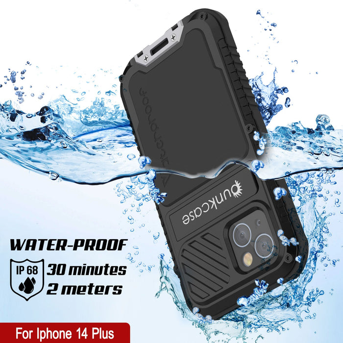 iPhone 16 Plus Metal Extreme 3.0 Series Aluminum Waterproof Case IP68 W/Buillt in Screen Protector & Kickstand [Black]