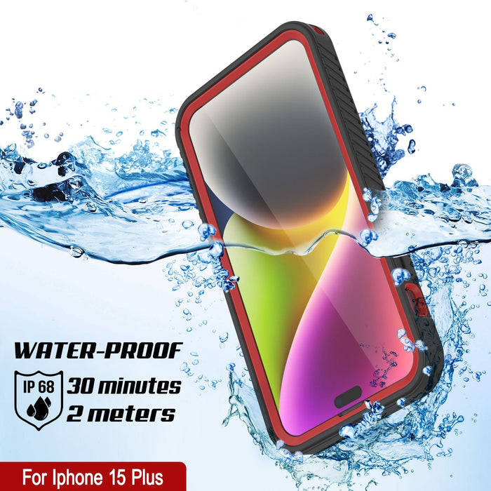 iPhone 16 Plus Waterproof IP68 Case, Punkcase [Red] [StudStar Series] [Slim Fit]