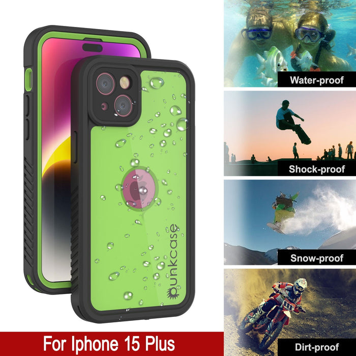 iPhone 16 Plus Waterproof IP68 Case, Punkcase [Light green] [StudStar Series] [Slim Fit] [Dirtproof]