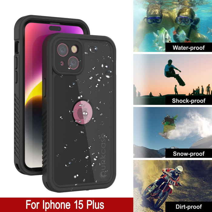 iPhone 16 Plus Waterproof IP68 Case, Punkcase [Black] [StudStar Series] [Slim Fit]