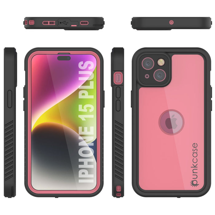 iPhone 16 Plus Waterproof IP68 Case, Punkcase [Pink] [StudStar Series] [Slim Fit] [Dirtproof]