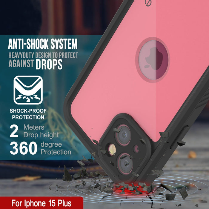 iPhone 16 Plus Waterproof IP68 Case, Punkcase [Pink] [StudStar Series] [Slim Fit] [Dirtproof]