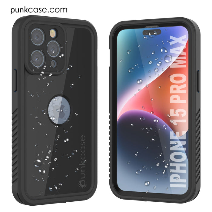 iPhone 16 Pro Max Waterproof IP68 Case, Punkcase [Black] [StudStar Series] [Slim Fit]