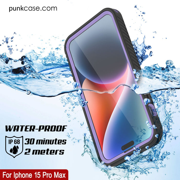 iPhone 16 Pro Max Waterproof IP68 Case, Punkcase [Lilac] [StudStar Series] [Slim Fit] [Dirtproof]