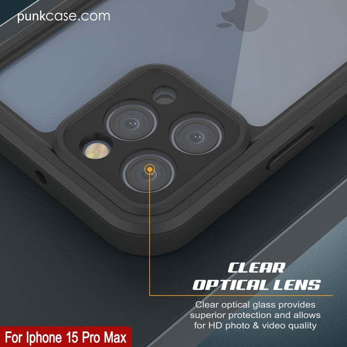 iPhone 16 Pro Max Waterproof IP68 Case, Punkcase [Clear] [StudStar Series] [Slim Fit] [Dirtproof]