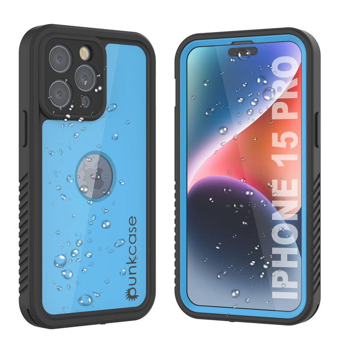 iPhone 16 Pro Waterproof IP68 Case, Punkcase [Light blue] [StudStar Series] [Slim Fit] [Dirtproof]