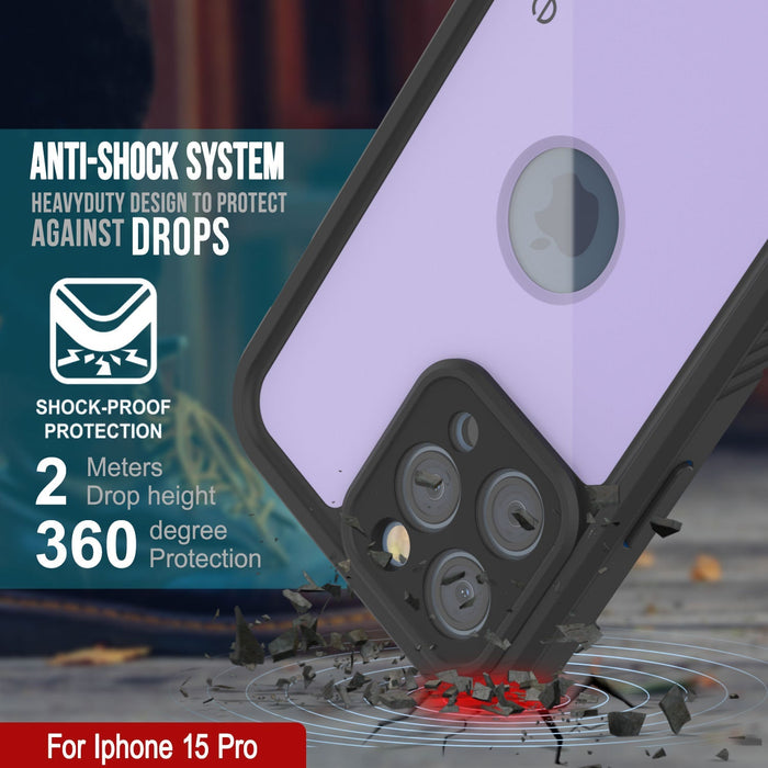 iPhone 16 Pro Waterproof IP68 Case, Punkcase [Lilac] [StudStar Series] [Slim Fit] [Dirtproof]