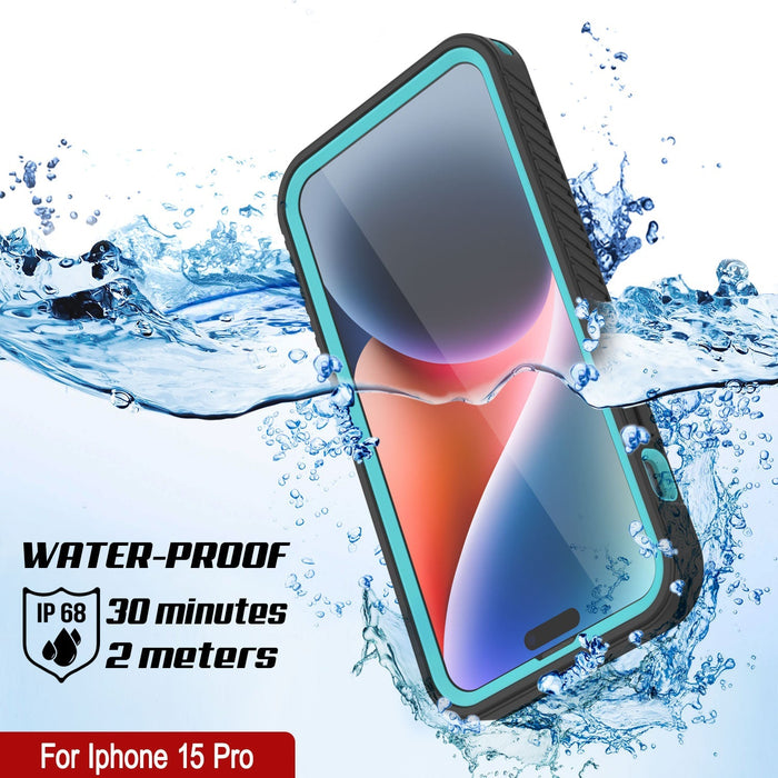 iPhone 16 Pro Waterproof IP68 Case, Punkcase [Teal] [StudStar Series] [Slim Fit]