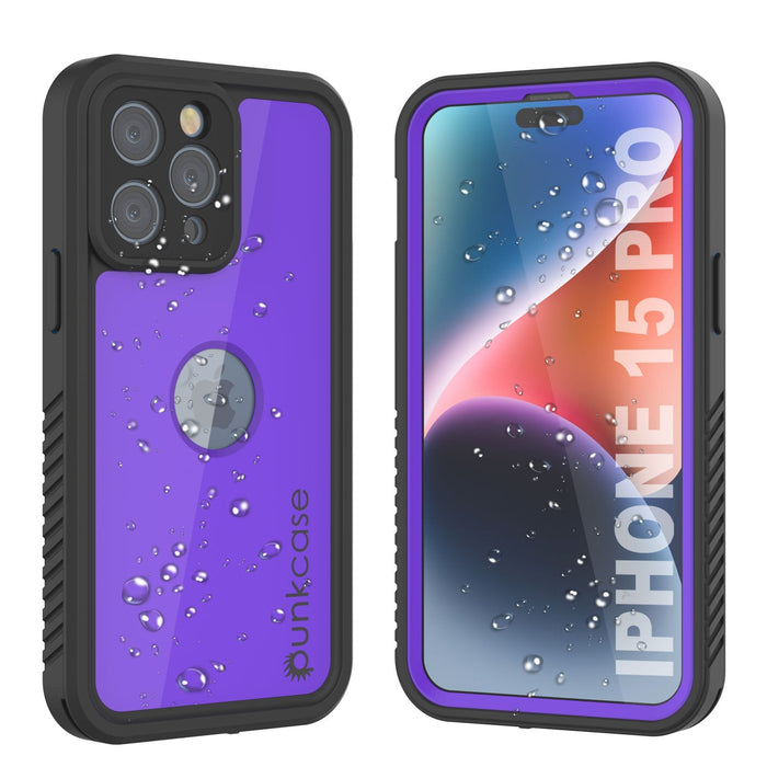 iPhone 16 Pro Waterproof IP68 Case, Punkcase [Purple] [StudStar Series] [Slim Fit] [Dirtproof]