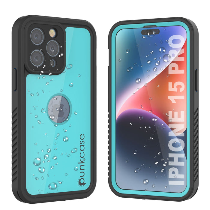 iPhone 16 Pro Waterproof IP68 Case, Punkcase [Teal] [StudStar Series] [Slim Fit]