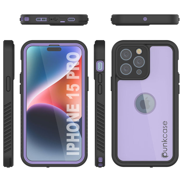 iPhone 16 Pro Waterproof IP68 Case, Punkcase [Lilac] [StudStar Series] [Slim Fit] [Dirtproof]