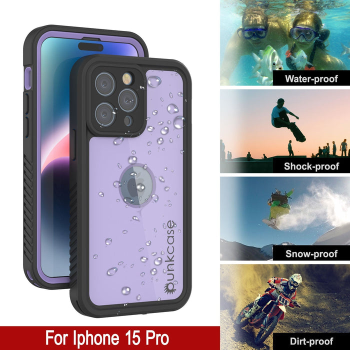 iPhone 16 Pro Waterproof IP68 Case, Punkcase [Lilac] [StudStar Series] [Slim Fit] [Dirtproof]