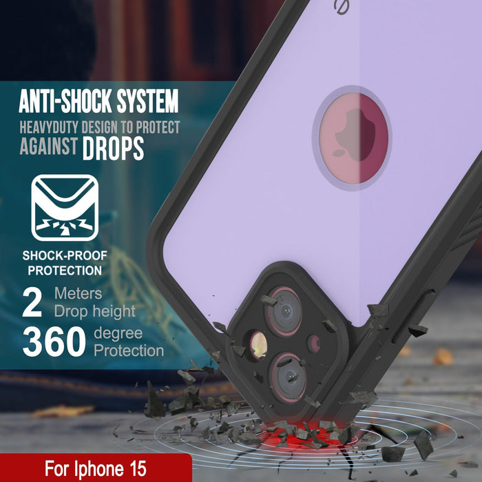 iPhone 16 Waterproof IP68 Case, Punkcase [Lilac] [StudStar Series] [Slim Fit] [Dirtproof]