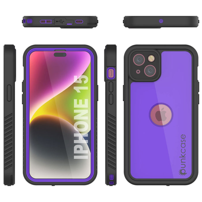 iPhone 16 Waterproof IP68 Case, Punkcase [Purple] [StudStar Series] [Slim Fit] [Dirtproof]