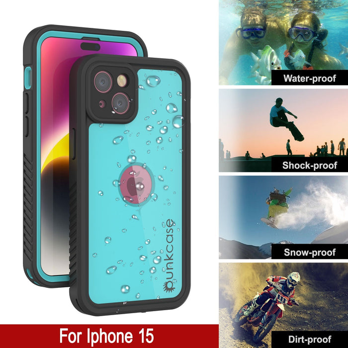 iPhone 16 Waterproof IP68 Case, Punkcase [Teal] [StudStar Series] [Slim Fit]