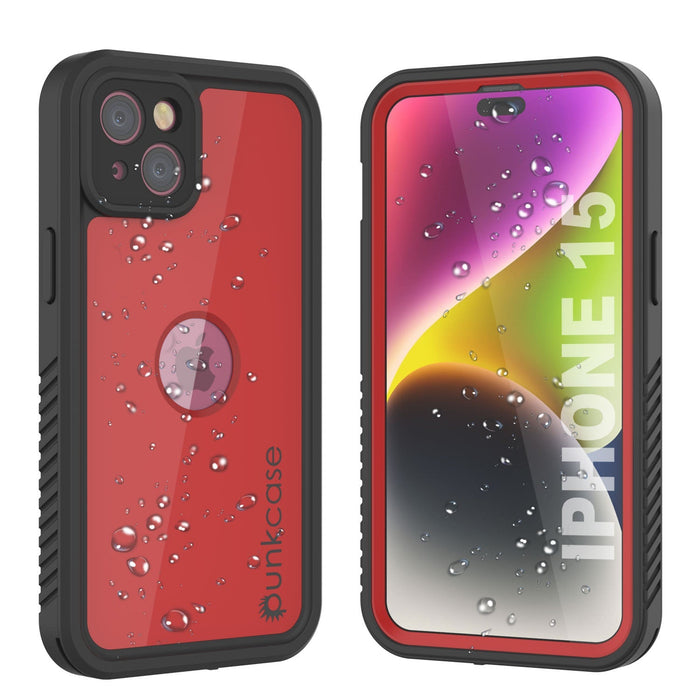 iPhone 16 Waterproof IP68 Case, Punkcase [Red] [StudStar Series] [Slim Fit]