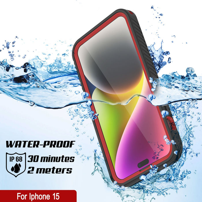 iPhone 16 Waterproof IP68 Case, Punkcase [Red] [StudStar Series] [Slim Fit]