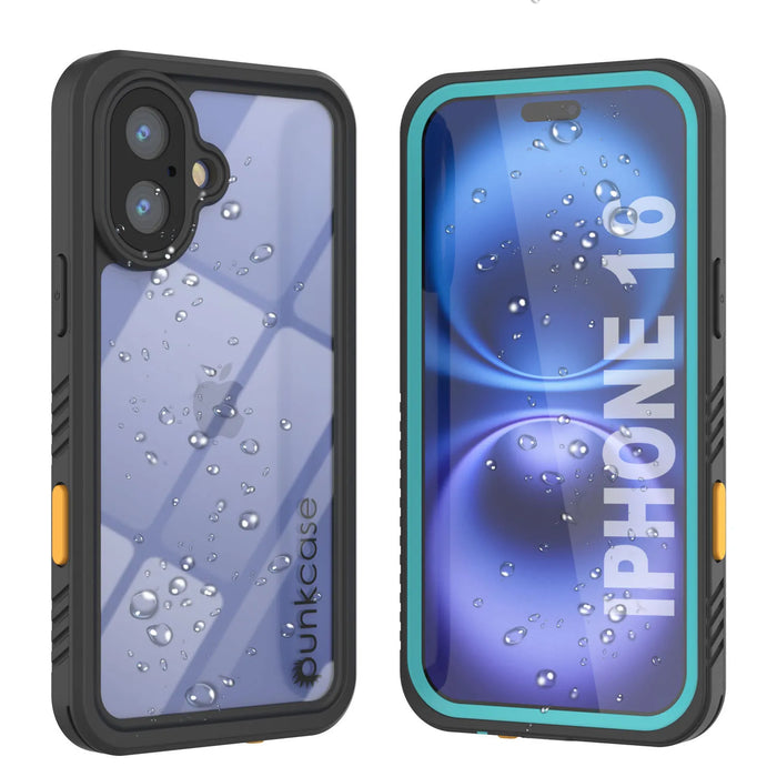 iPhone 16 Waterproof Case, Punkcase [Extreme Series] Armor Cover W/ Built In Screen Protector [Teal]