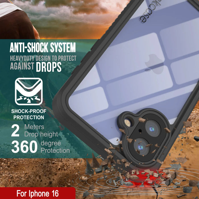 iPhone 16 Waterproof Case, Punkcase [Extreme Series] Armor Cover W/ Built In Screen Protector [Teal]