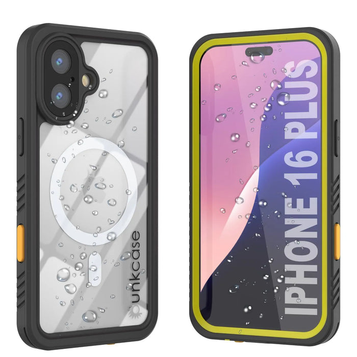 iPhone 16 Plus Waterproof Case, Punkcase [Extreme Mag Series] Armor Cover W/ Built In Screen Protector [Yellow]