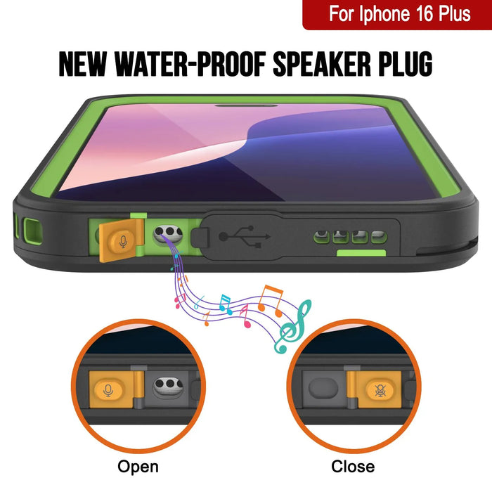 iPhone 16 Plus Waterproof Case, Punkcase [Extreme Mag Series] Armor Cover W/ Built In Screen Protector [Green]