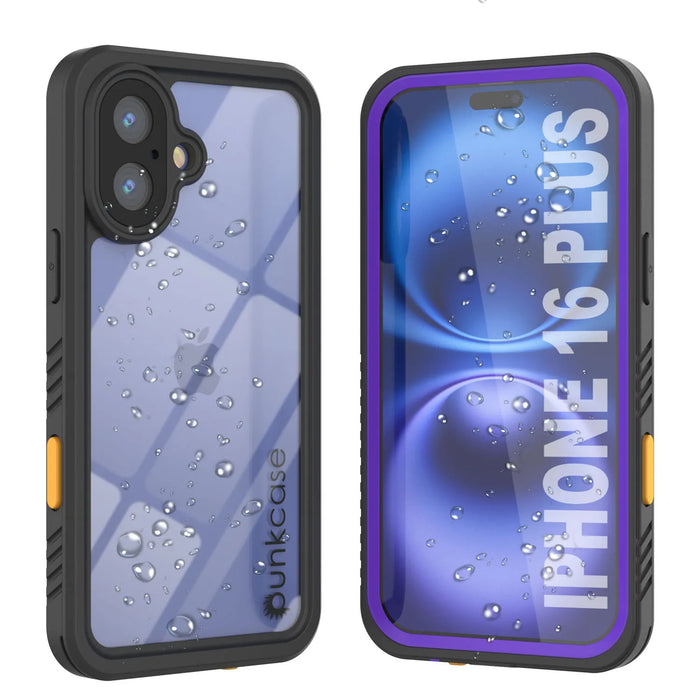 iPhone 16 Plus Waterproof Case, Punkcase [Extreme Series] Armor Cover W/ Built In Screen Protector [Purple]