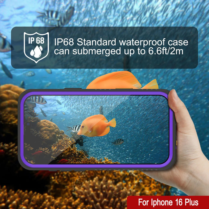 iPhone 16 Plus Waterproof Case, Punkcase [Extreme Series] Armor Cover W/ Built In Screen Protector [Purple]