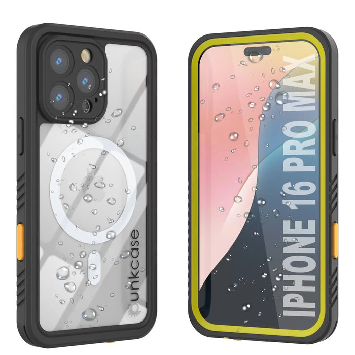 iPhone 16 Pro Max Waterproof Case, Punkcase [Extreme Mag Series] Armor Cover W/ Built In Screen Protector [Yellow]