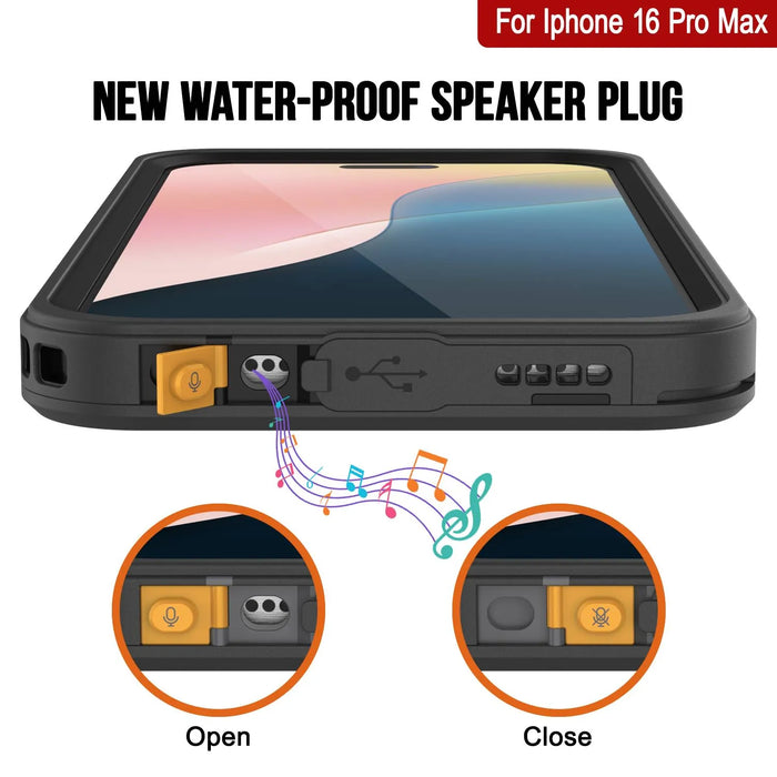 iPhone 16 Pro Max Waterproof Case, Punkcase [Extreme Mag Series] Armor Cover W/ Built In Screen Protector [Black]