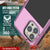 iPhone 16 Pro Metal Case, Heavy Duty Military Grade Armor Cover [shock proof] Full Body Hard [Pink]