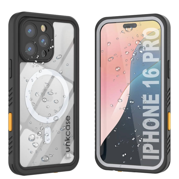 iPhone 16 Pro Waterproof Case, Punkcase [Extreme Mag Series] Armor Cover W/ Built In Screen Protector [White]