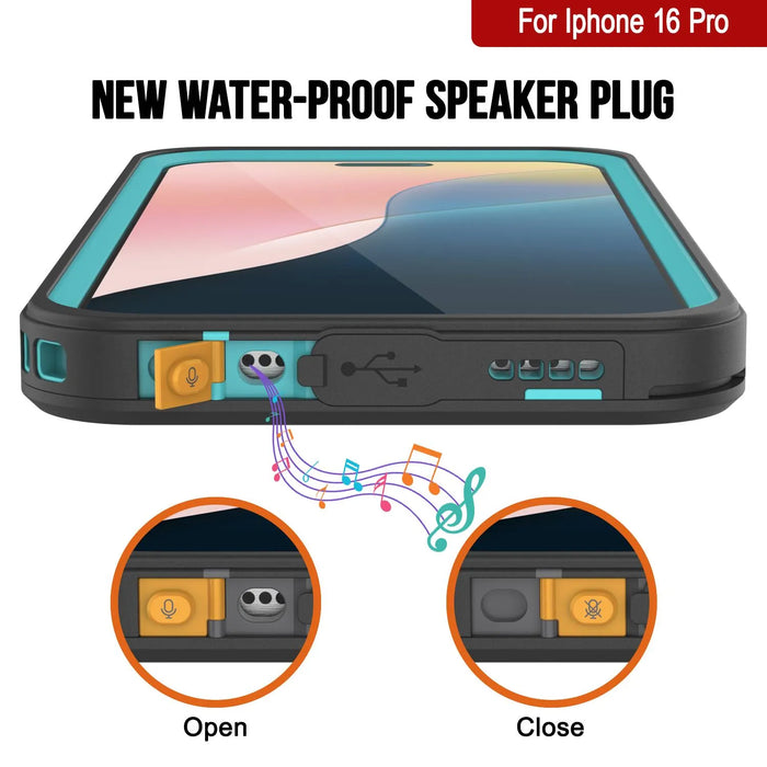 iPhone 16 Pro Waterproof Case, Punkcase [Extreme Mag Series] Armor Cover W/ Built In Screen Protector [Teal]