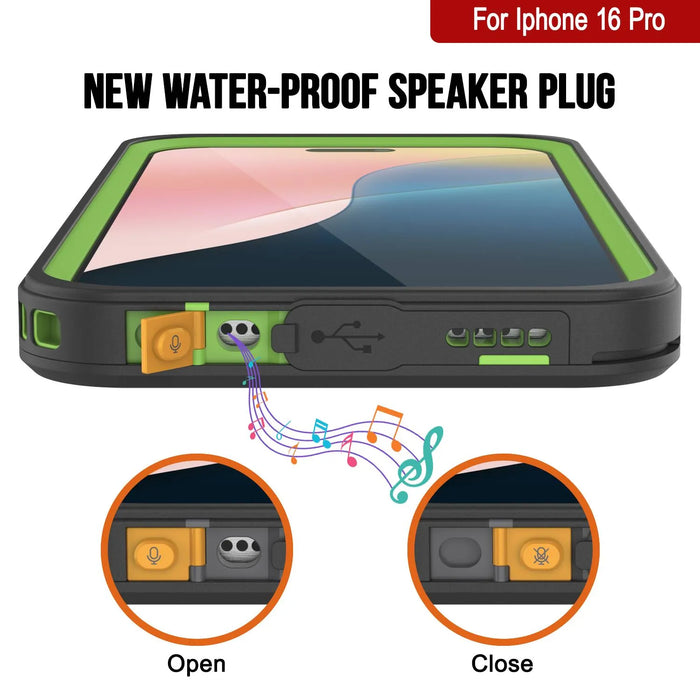 iPhone 16 Pro Waterproof Case, Punkcase [Extreme Mag Series] Armor Cover W/ Built In Screen Protector [Green]