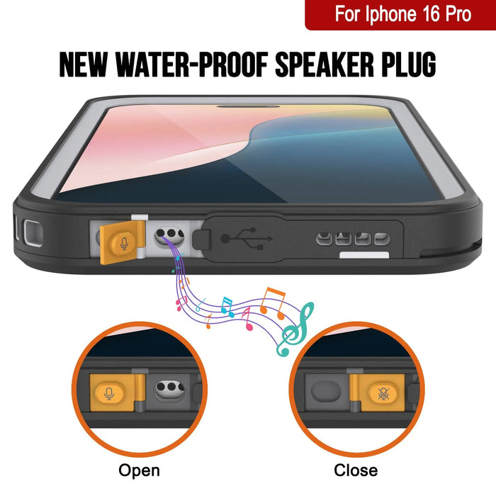 iPhone 16 Pro Waterproof Case, Punkcase [Extreme Mag Series] Armor Cover W/ Built In Screen Protector [White]