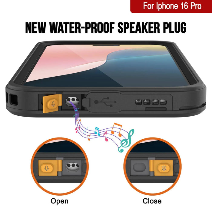 iPhone 16 Pro Waterproof Case, Punkcase [Extreme Mag Series] Armor Cover W/ Built In Screen Protector [Black]