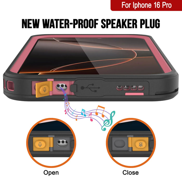 iPhone 16 Pro Waterproof Case, Punkcase [Extreme Series] Armor Cover W/ Built In Screen Protector [Pink]