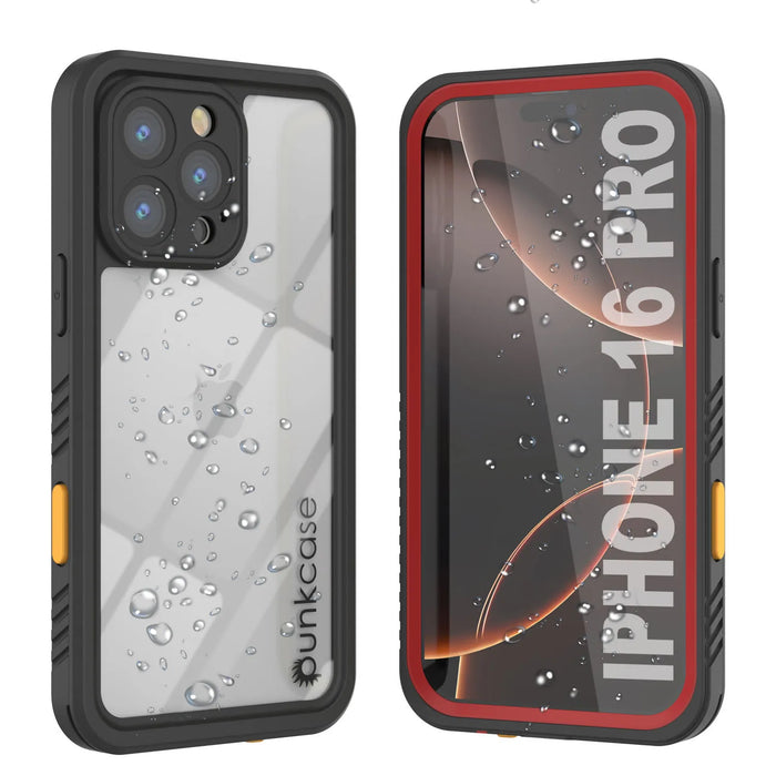 iPhone 16 Pro Waterproof Case, Punkcase [Extreme Series] Armor Cover W/ Built In Screen Protector [Red]