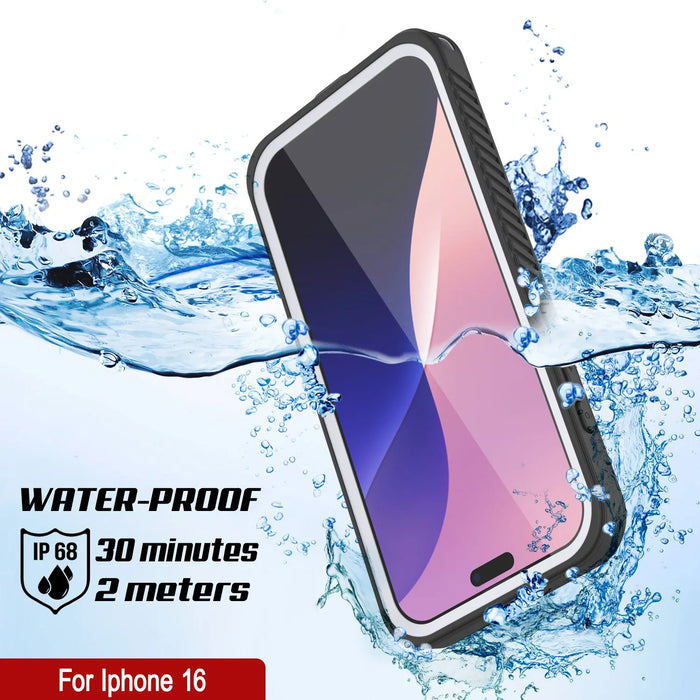 iPhone 16  Waterproof Case, Punkcase [Extreme Mag Series] Armor Cover W/ Built In Screen Protector [White]