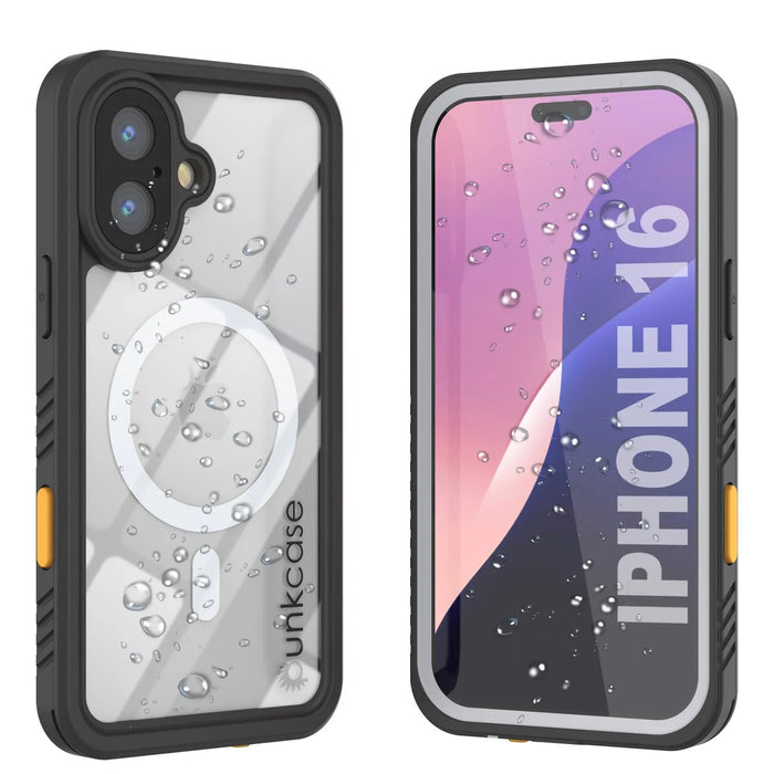 iPhone 16  Waterproof Case, Punkcase [Extreme Mag Series] Armor Cover W/ Built In Screen Protector [White]