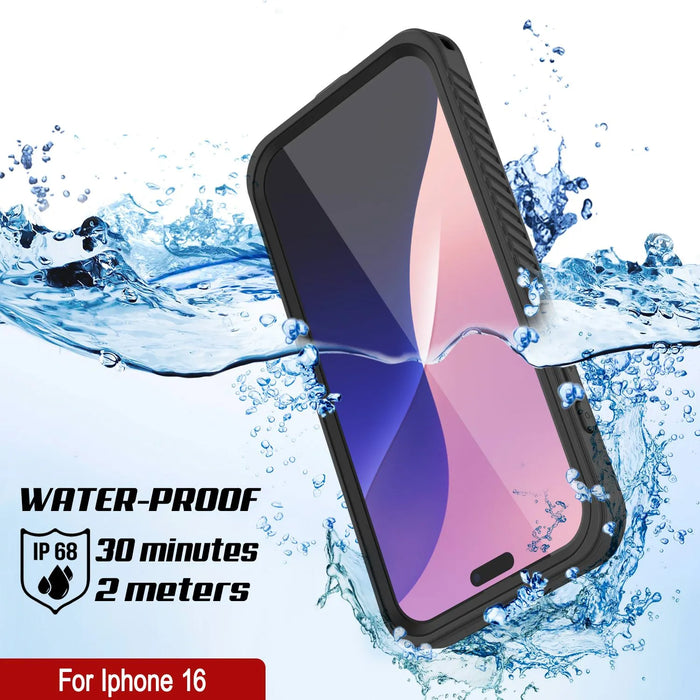 iPhone 16  Waterproof Case, Punkcase [Extreme Mag Series] Armor Cover W/ Built In Screen Protector [Black]