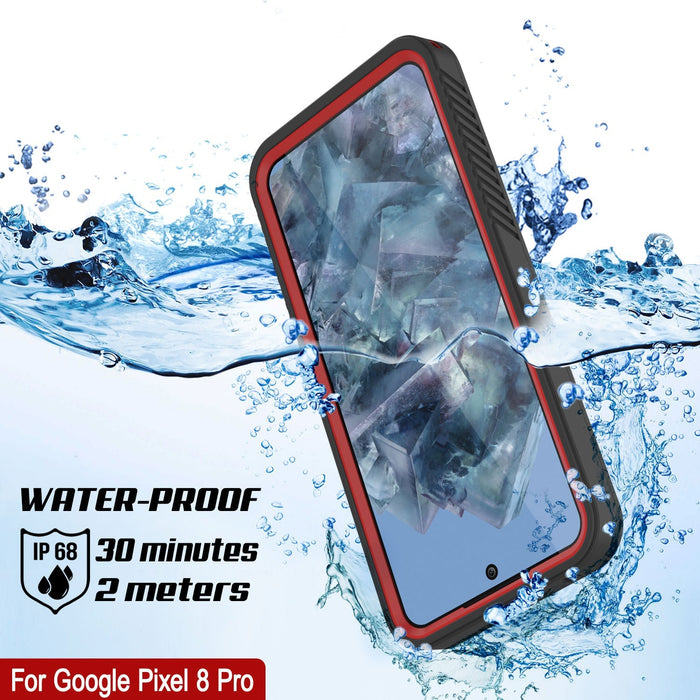 Google Pixel 9 Pro XL Waterproof Case, Punkcase [Extreme Series] Armor Cover W/ Built In Screen Protector [Red]