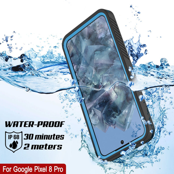 Google Pixel 9 Pro Waterproof Case, Punkcase [Extreme Series] Armor Cover W/ Built In Screen Protector [Light Blue]