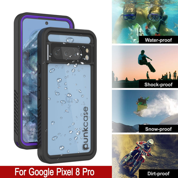 Google Pixel 9 Pro XL Waterproof Case, Punkcase [Extreme Series] Armor Cover W/ Built In Screen Protector [Purple]