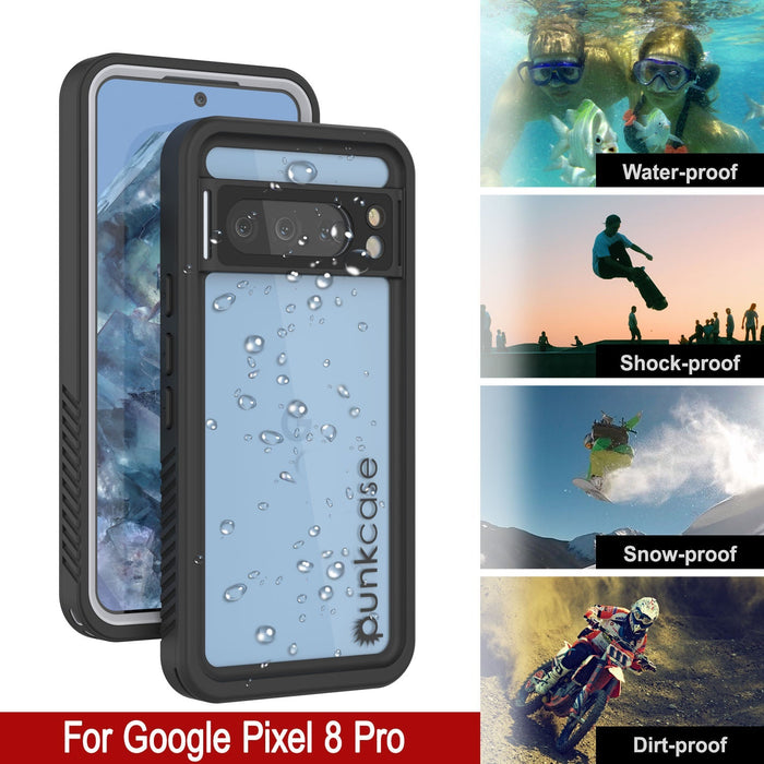 Google Pixel 9 Pro Waterproof Case, Punkcase [Extreme Series] Armor Cover W/ Built In Screen Protector [White]