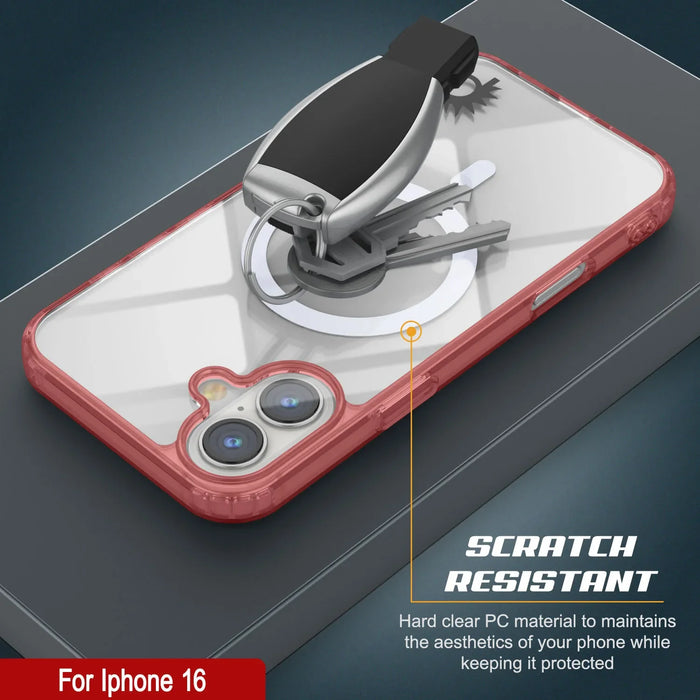 Punkcase iPhone 16 Magnetic Wireless Charging Case [ClearMag Series][Red]